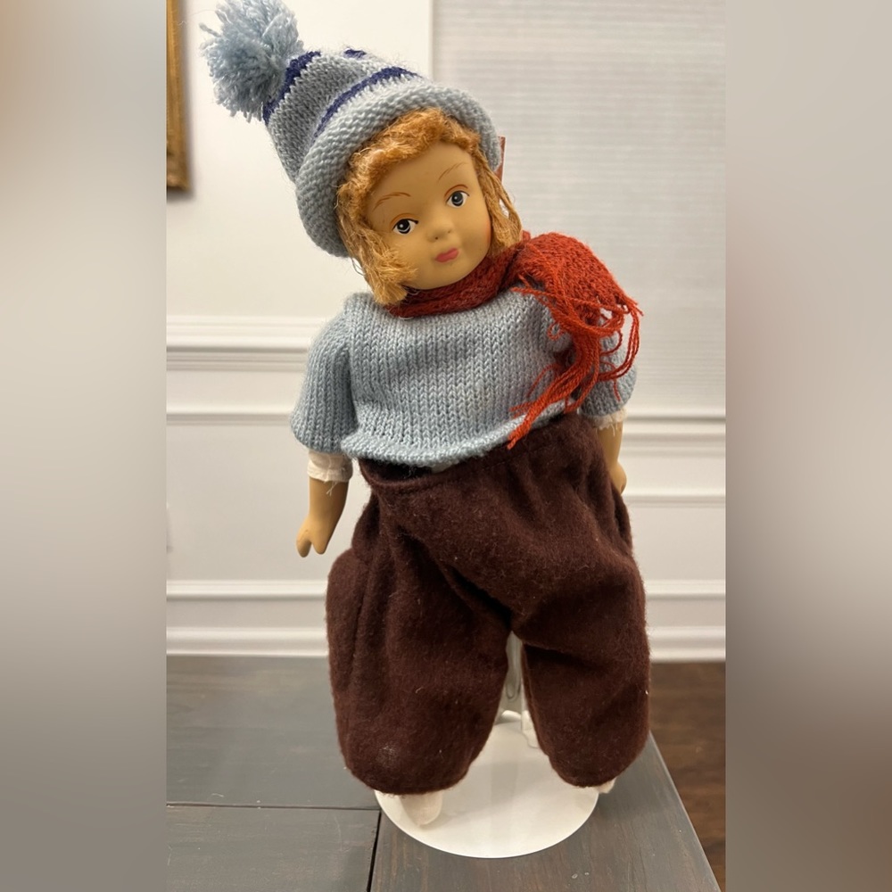 Vintage 12" Porcelain Wool Doll Winter Ski Nordic Skier Springford 1997